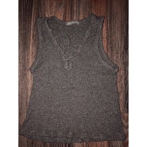 Thick Grey Criss Cross Top